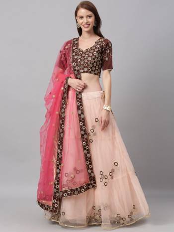 Evergreen Combination Is Here With This Heavy Designer Lehenga Choli In Light Color. Its Blouse And Lehenga Are Fabricated On Art Silk Paired With Net Fabricated Dupatta. Buy Now