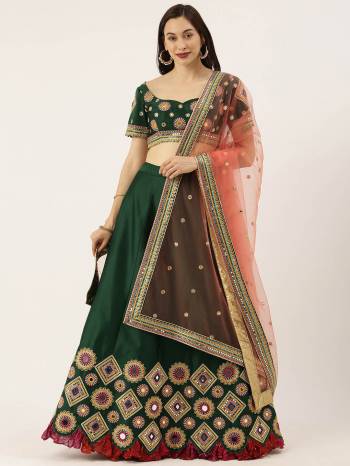 Evergreen Combination Is Here With This Heavy Designer Lehenga Choli In Fine Color. Its Blouse And Lehenga Are Fabricated On Satin Silk Paired With Net Fabricated Dupatta. Buy Now