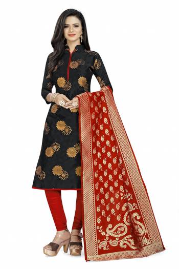 Grab This Designer Wevon Jacquard Work Dress Material In Fine Colored Top Paired With Dupatta Are Banarasi Jacquard Silk And Bottom Are Tapeta Silk. 