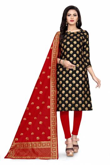 Grab This Designer Wevon Jacquard Work Dress Material In Fine Colored Top Paired With Dupatta Are Banarasi Jacquard Silk And Bottom Are Tapeta Silk. 