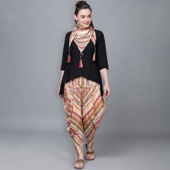 Attrective Look This Readymade Kurti,Dhoti And Scarf In Fine Color Fabricated On Rayon Beautified With Printed. It Is Light In Weight And Easy To Carry All Day Long. 