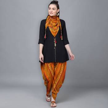 Attrective Look This Readymade Kurti,Dhoti And Scarf In Fine Color Fabricated On Rayon Beautified With Printed. It Is Light In Weight And Easy To Carry All Day Long. 