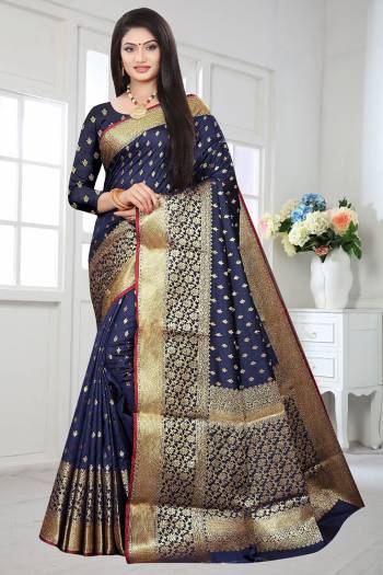 Attrective Look The Pretty Angelic Look Wearing This Heavy Designer Wevon Saree In Fine Color Paired With Blouse. This Saree Is Fabricated On Soft Litchi Silk Paired With Art Silk Fabricated Blouse. Its Pretty Color Pallete Will Give An Attractive Look To Your Personality. 