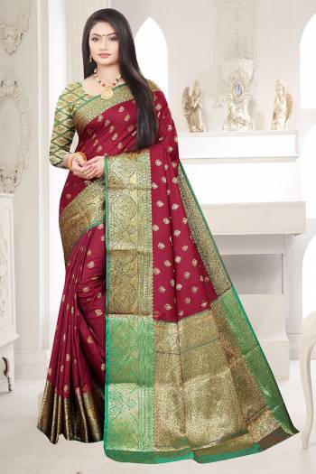 Look The Pretty Angelic Look Wearing This Heavy Designer Wevon Saree In Fine Color Paired With Blouse. This Saree Is Fabricated On Soft Litchi Silk Paired With Art Silk Fabricated Blouse. Its Pretty Color Pallete Will Give An Attractive Look To Your Personality. 