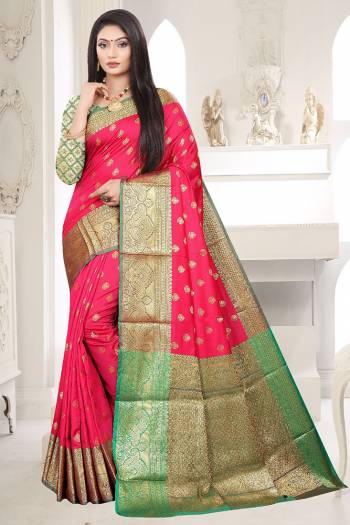 Look The Pretty Angelic Look Wearing This Heavy Designer Wevon Saree In Fine Color Paired With Blouse. This Saree Is Fabricated On Soft Litchi Silk Paired With Art Silk Fabricated Blouse. Its Pretty Color Pallete Will Give An Attractive Look To Your Personality. 