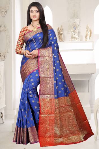 Look The Pretty Angelic Look Wearing This Heavy Designer Wevon Saree In Fine Color Paired With Blouse. This Saree Is Fabricated On Soft Litchi Silk Paired With Art Silk Fabricated Blouse. Its Pretty Color Pallete Will Give An Attractive Look To Your Personality. 