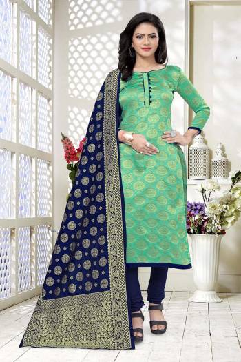 Celebrate This Festive Season In A Proper Traditional Look Wearing This Weaved Straight Suit In Fine Color. This Pretty Suit Is Banarasi Jacquard Based Beautified With Weave. Its Fabric Gives A Rich Look To Your Personalit.