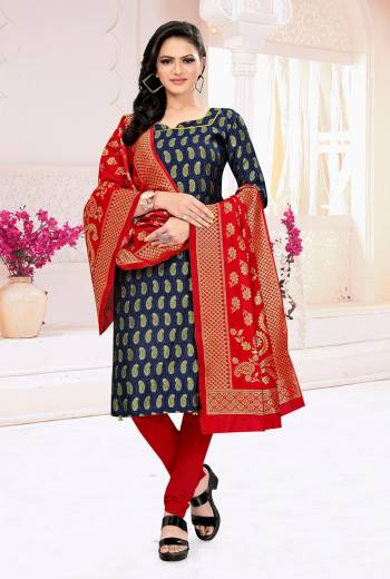 Look This Festive Season In A Proper Traditional Look Wearing This Weaved Straight Suit In Fine Color. This Pretty Suit Is Banarasi Jacquard Based Beautified With Weave. Its Fabric Gives A Rich Look To Your Personalit.