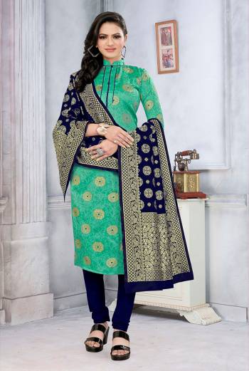 Look This Festive Season In A Proper Traditional Look Wearing This Weaved Straight Suit In Fine Color. This Pretty Suit Is Banarasi Jacquard Based Beautified With Weave. Its Fabric Gives A Rich Look To Your Personalit.