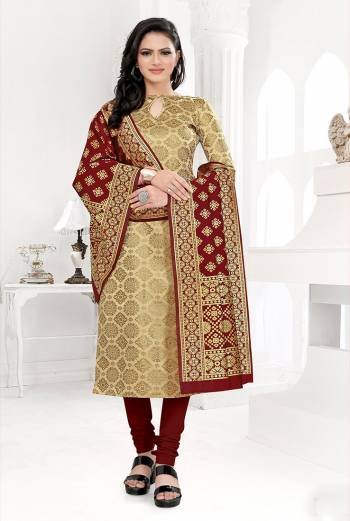 Look This Festive Season In A Proper Traditional Look Wearing This Weaved Straight Suit In Fine Color. This Pretty Suit Is Banarasi Jacquard Based Beautified With Weave. Its Fabric Gives A Rich Look To Your Personalit.