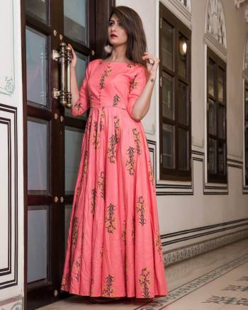 Flaunt Your Rich And Elegant Taste Wearing This Designer Readymade Long Gown In Pink Color. This  Pretty Gown Is Fabricated On Maslin Beautified With Digital Printed. Its Fabric Is Soft Towards Skin And Easy To Carry All Day Long. 