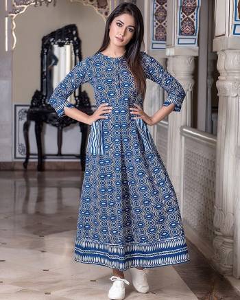 Flaunt Your Rich And Elegant Taste Wearing This Designer Readymade Long Gown In Steel Blue Color. This  Pretty Gown Is Fabricated On Maslin Beautified With Digital Printed. Its Fabric Is Soft Towards Skin And Easy To Carry All Day Long. 