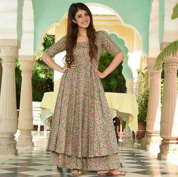 Simple and Elegant Looking Readymade Pair Of Kurti And Plazzo Is Here In Light Color, This Pretty Pair Is Fabricated On Maslin Beautified With Digital Prints, Also It Is Available In All Regular Sizes.