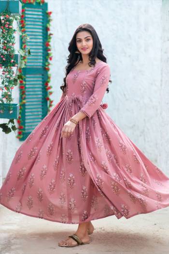 Attrecive Look This Readymade Long Kurti In Dark Pink Color Fabricated On Maslin Silk With Cotton Crepe Inner Beautified With Digital Prined. It Is Light In Weight And Easy To Carry All Day Long. 