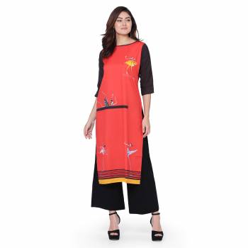 Grab This Readymade Long Kurti In Fine Color Fabricated On Crepe Beautified With Printed. It Is Light In Weight And Easy To Carry All Day Long. 