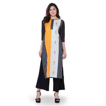 Grab This Readymade Long Kurti In Fine Color Fabricated On Crepe Beautified With Printed. It Is Light In Weight And Easy To Carry All Day Long. 