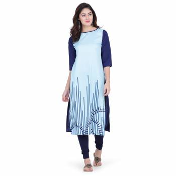 Grab This Readymade Long Kurti In Fine Color Fabricated On Crepe Beautified With Printed. It Is Light In Weight And Easy To Carry All Day Long. 