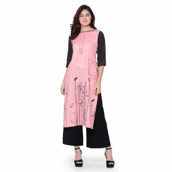 Grab This Readymade Long Kurti In Fine Color Fabricated On Crepe Beautified With Printed. It Is Light In Weight And Easy To Carry All Day Long. 