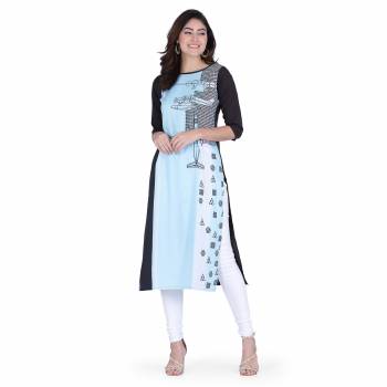 Grab This Readymade Long Kurti In Fine Color Fabricated On Crepe Beautified With Printed. It Is Light In Weight And Easy To Carry All Day Long. 