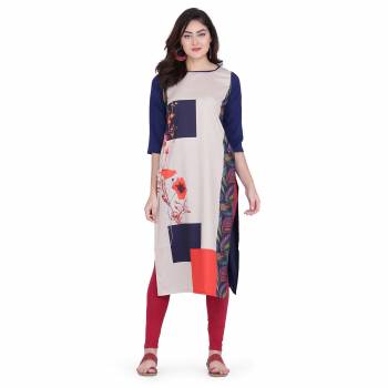 Grab This Readymade Long Kurti In Fine Color Fabricated On Crepe Beautified With Printed. It Is Light In Weight And Easy To Carry All Day Long. 