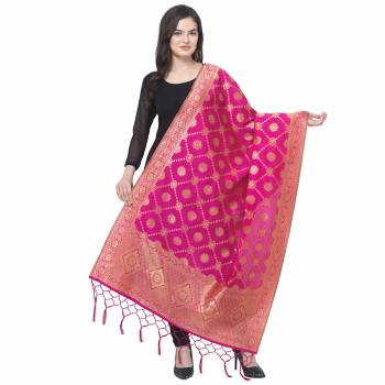 Enhance The Look Of Your Gown, Lehenga Or Even Kurti With This Pretty Wevon Designer Jacquard Fabricated Dupatta. You Can Pair This Up Same Or Contrasting Colored Attire. Buy Now.