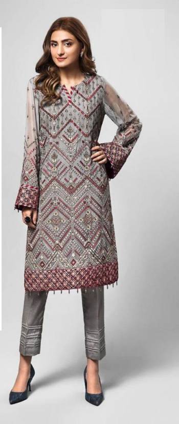 Looking Attrective This Designer Multy Embroidered Dress Material In Fine Colored Top Paired With Bottom And Dupatta. This Dress Material Is Georgette Based Paired With Botton Are Santoon And Soft Net Designer Fabricated Dupatta.