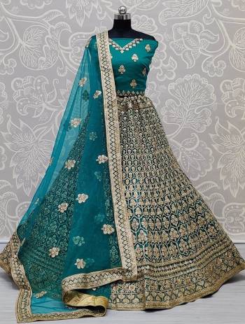 Attrective Look Heavy Designer Lehenga Choli In Fine Color Fabricated On Net And Dupatta Are Soft Net With Heavy Attractive Jari,Dori Embroidery With Diamond Work. 