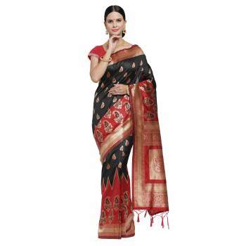 Adorn The Pretty Angelic Look Wearing This Heavy Wevon Designer Saree In Fine Color Paired With Colored Blouse. This Saree Is Fabricated On Banarasi Silk Paired With Blouse. Its Pretty Color Pallete Will Give An Attractive Look To Your Personality. 