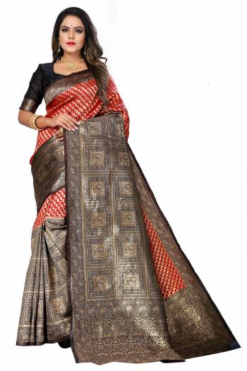 Garb The Pretty Angelic Look Wearing This Heavy Weving Jacquard Designer Saree In Fine Color Paired With Blouse. This Saree Is Fabricated On Banarasi Silk Paired With Banarasi Silk Fabricated Blouse. Its Pretty Color Pallete Will Give An Attractive Look To Your Personality. 