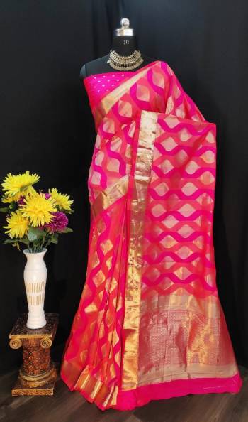 Adorn The Pretty Angelic Look Wearing This Heavy Jari Weving Designer Saree In Fine Color Paired With Blouse. This Saree Is Fabricated On Soft Silk Paired With Soft Silk Fabricated Blouse. Its Pretty Color Pallete Will Give An Attractive Look To Your Personality. 