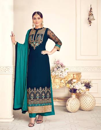 Look Pretty This Designer Long Length Suit In Lovely Color.?Its Pretty Heavy Designer Embroidred Top Is Viscose Georgette Based Paired With Santoon Bottom And Chiffon Fabricated Dupatta Which Gives An Attractive To The Suit.