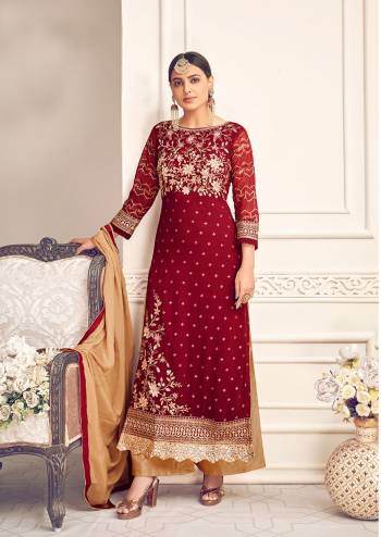 Look Pretty This Designer Long Length Suit In Lovely Color.?Its Pretty Heavy Designer Embroidred Top Is Viscose Georgette Based Paired With Santoon Bottom And Chiffon Fabricated Dupatta Which Gives An Attractive To The Suit.