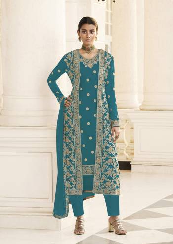 Get Ready For The Upcoming Festive And Wedding Season With This Designer Suit With Jacket In Fine Color Paired With Dupatta. Its Heacy Embroidered Top And Jacket Is Fabricated On Georgette Paired With Santoon Bottom And Georgette Fabricated Dupatta. It Is Light Weight And Easy To Carry Throughtout The Gala. Buy this Suit Now.