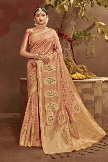 Celebrate This Festive Season In This Very Pretty Fine Colored Designer Saree Paired With Blouse. This Saree and Blouse Are Banarasi Silk Based Beautified With Detailed Wevon Heavy Deasigner Work. 