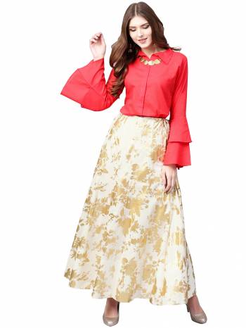 New And Unique Trending Readymade Pair Of Top With Skirt Is Here In Fine Colored Shirt Paired With Skirt. This Readymade Pair Is Fabricated On Fine Range And Avialble In All Regular Sizes.