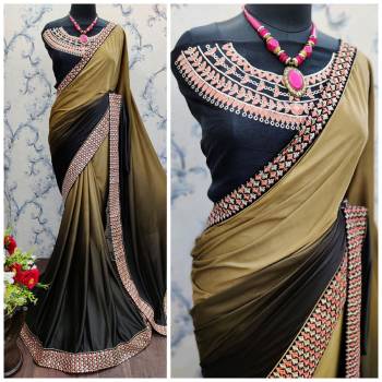 Grab This Pretty Elegant Looking Designer Party Wear Saree In Shaded Color Paired With Contrasting Black Colored Blouse. This Saree Are Lycara Shaded And Blouse Are Banglori Silk Based With Heavy Embroidery Work With Lace Border Beautified Saree. Buy Now.