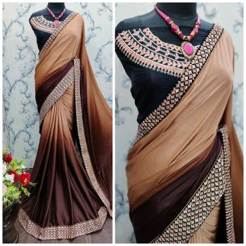 Grab This Pretty Elegant Looking Designer Party Wear Saree In Shaded Color Paired With Contrasting Black Colored Blouse. This Saree Are Lycara Shaded And Blouse Are Banglori Silk Based With Heavy Embroidery Work With Lace Border Beautified Saree. Buy Now.