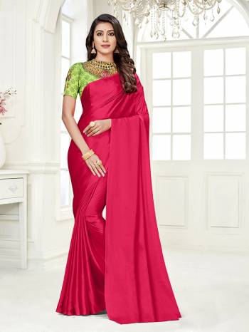 Look Attractive Wearing This Saree Paired With Contrased Colored Blouse.  This Heavy Saree Is Columbus chiffon Based Dyed And Blouse In Satin Based With Designer Printed With Diamond Work.Which Gives A Rich Look To Your Personality. Buy This Pretty Saree Now.