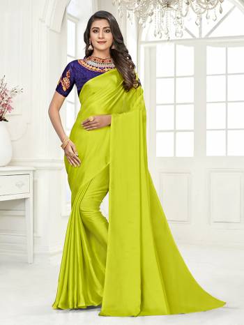 Look Attractive Wearing This Saree Paired With Contrased Colored Blouse.  This Heavy Saree Is Columbus chiffon Based Dyed And Blouse In Satin Based With Designer Printed With Diamond Work.Which Gives A Rich Look To Your Personality. Buy This Pretty Saree Now.