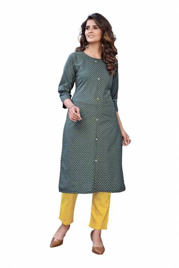 Grab This Designer Readymade Long Kurti With Pant In Fine Color Fabricated On Slab Cotton. It Is Beautified With Foil Prints And You Can Pair This Up For A Festive Look. Buy Now.