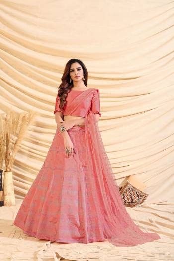 Garb This Heavy Designer Lehenga Choli In All Over Color. This Heavy Pigment With Foil Printed Lehenga Choli Is Tafetta Silk Based Paired With Net Fabricated Dupatta, It Is Beautified With Lovely Attractive Look.