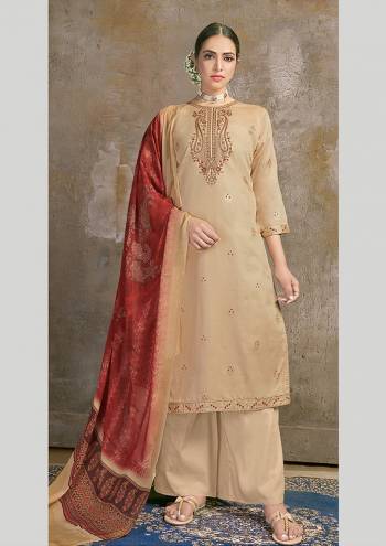 Look Pretty This Designer Long Length Suit In Lovely Color.?Its Pretty Printed With Embroidred Top Is Cotton Based Paired With Jaam Satin Bottom And Viscose Silk Fabricated Digital Printed Dupatta Which Gives An Attractive To The Suit.