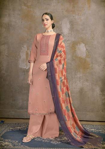 Look Pretty This Designer Long Length Suit In Lovely Color.?Its Pretty Printed With Embroidred Top Is Cotton Based Paired With Jaam Satin Bottom And Viscose Silk Fabricated Digital Printed Dupatta Which Gives An Attractive To The Suit.