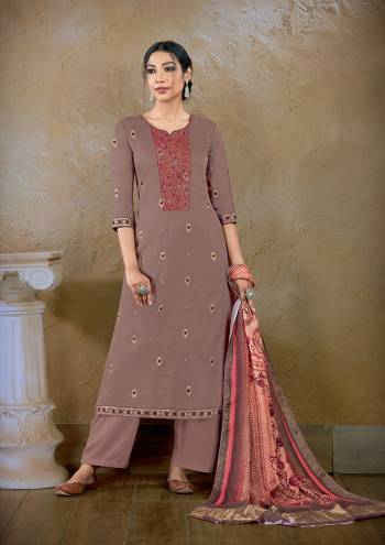 Look Pretty This Designer Long Length Suit In Lovely Color.?Its Pretty Printed With Embroidred Top Is Cotton Based Paired With Jaam Satin Bottom And Viscose Silk Fabricated Digital Printed Dupatta Which Gives An Attractive To The Suit.