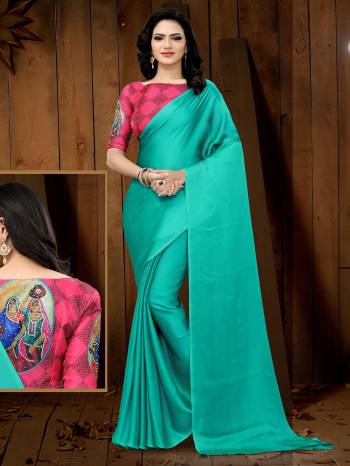 Adorn The Pretty Angelic Look Wearing This Heavy Saree In Fine Color Paired With Contrasting Colored Blouse. This Saree Is Fabricated On Satin Georgette Paired With Banglori Satin Fabricated Blouse Are Designer Printed. Its Pretty Color Pallete Will Give An Attractive Look To Your Personality. 