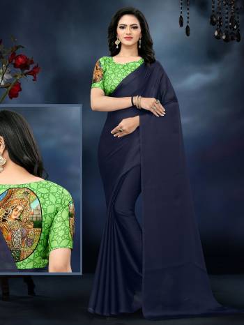 Adorn The Pretty Angelic Look Wearing This Heavy Saree In Fine Color Paired With Contrasting Colored Blouse. This Saree Is Fabricated On Satin Georgette Paired With Banglori Satin Fabricated Blouse Are Designer Printed. Its Pretty Color Pallete Will Give An Attractive Look To Your Personality. 