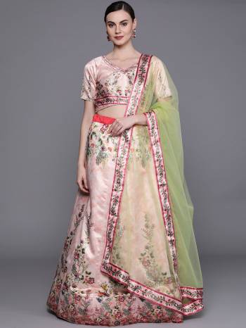 Garb This Heavy Designer Lehenga Choli In All Over Color. This Heavy Designer Digital Printed Lehenga Choli Is Satin Silk Based Paired With Net Fabricated Dupatta With Diamond Work, It Is Beautified With Lovely Attractive Look.