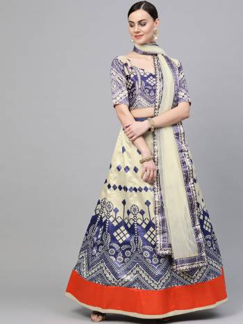 Garb This Heavy Designer Lehenga Choli In All Over Color. This Heavy Designer Digital Printed Lehenga Choli Is Satin Silk Based Paired With Net Fabricated Dupatta With Diamond Work, It Is Beautified With Lovely Attractive Look.