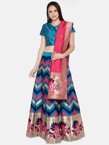 Attrective Look This Heavy Designer Lehenga Choli In All Over Color. This Heavy Wevon Designer Jacquard Work Lehenga Choli And Dupatta Is Banarasi Silk Based Paired, It Is Beautified With Lovely Attractive Look.