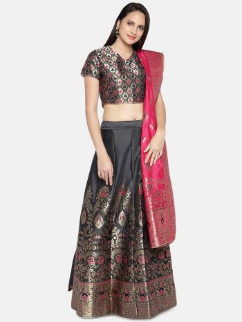 Attrective Look This Heavy Designer Lehenga Choli In All Over Color. This Heavy Wevon Designer Jacquard Work Lehenga Choli And Dupatta Is Banarasi Silk Based Paired, It Is Beautified With Lovely Attractive Look.